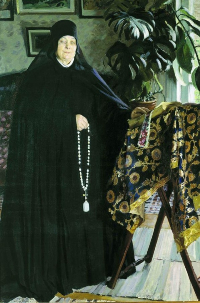 Рисунок 3. Б.Кустодиев "Монахиня", 1908г.;  холст, масло; 195 x 134 см .Русский музей.